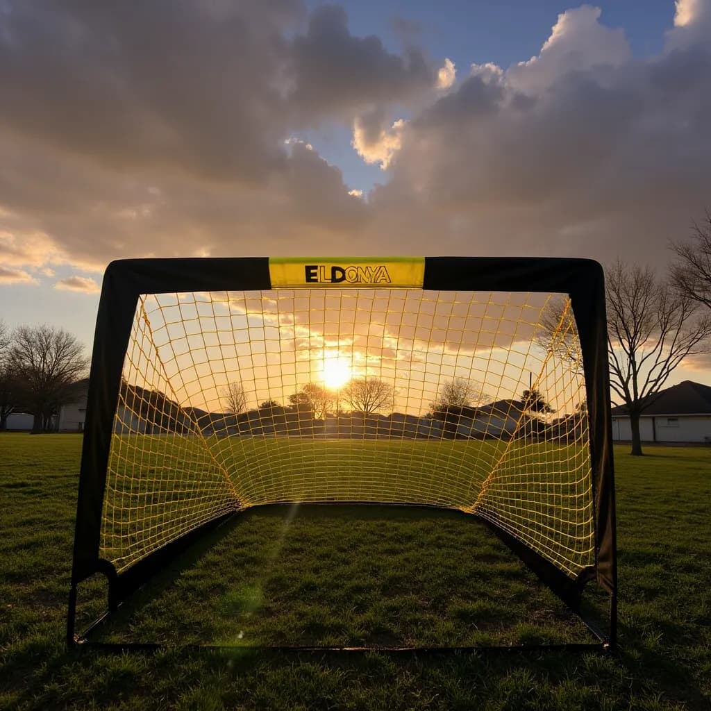 Soccer goal hero shot